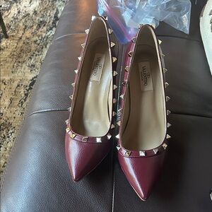 Valentino Burgundy Studded Heels NWOT